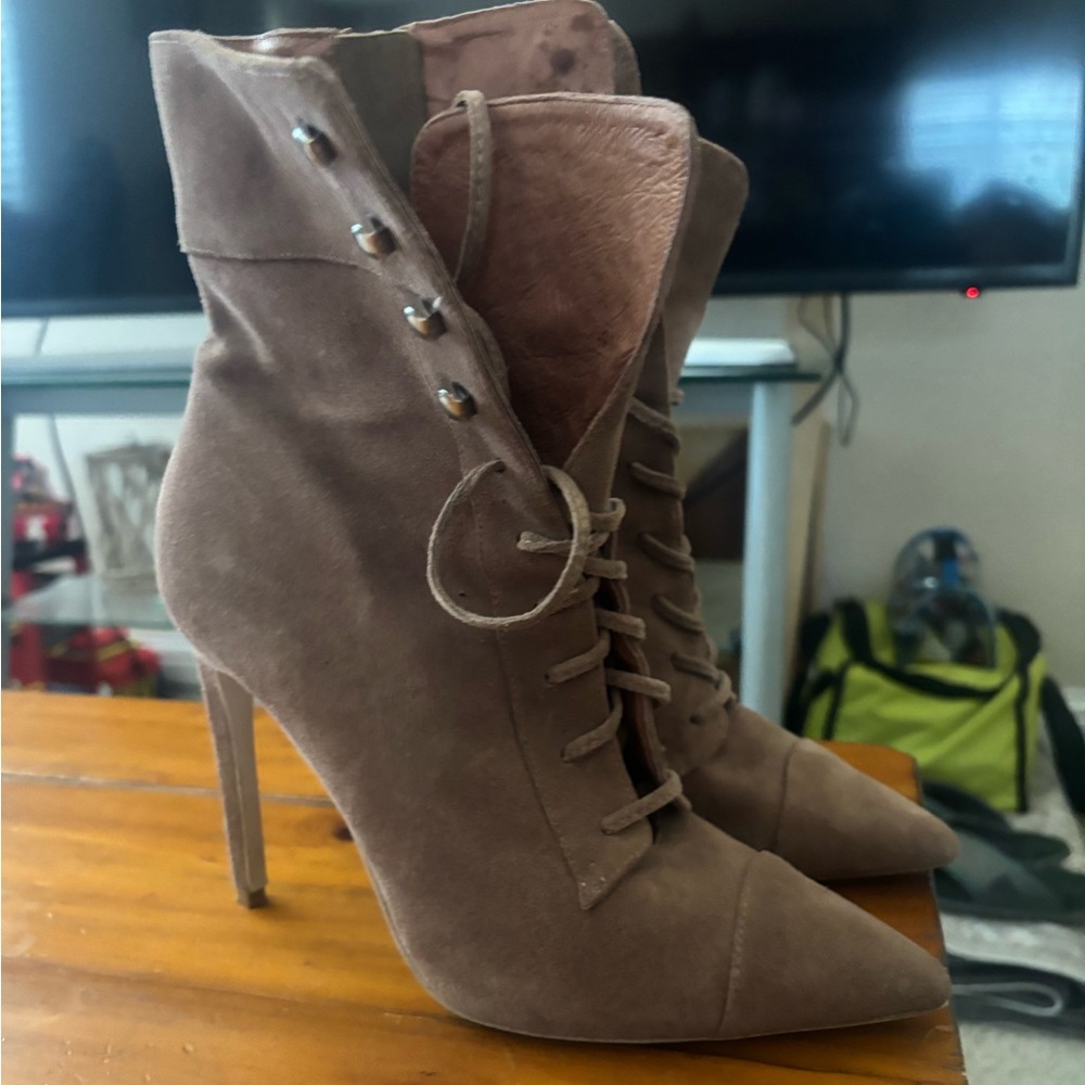 Jeffrey Campbell tan Lace-Up Stiletto Boots